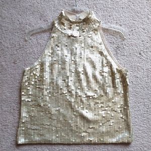 White House Black Market Sequin Halter Top Sz XL